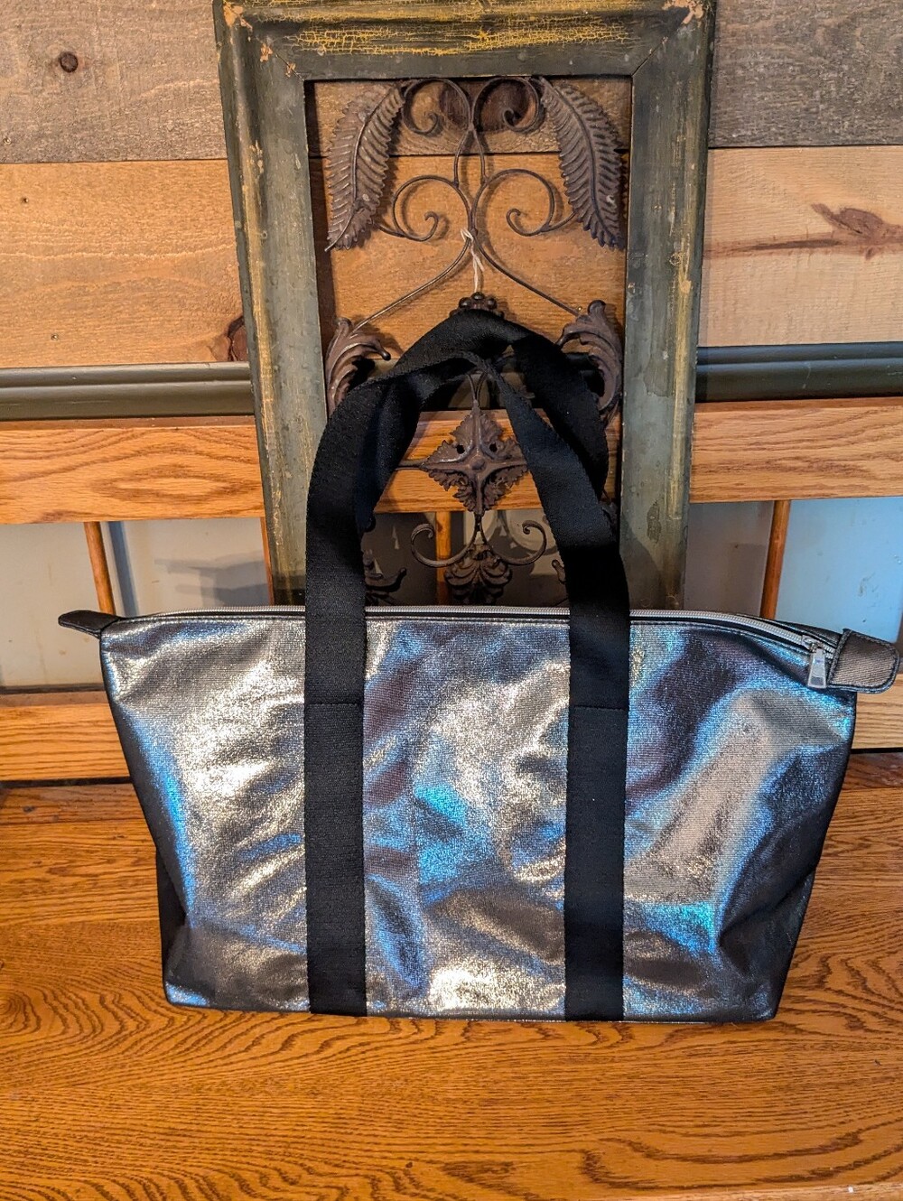 Coach Metallic Silver & Black Tote Bag - Picture 5 of 9